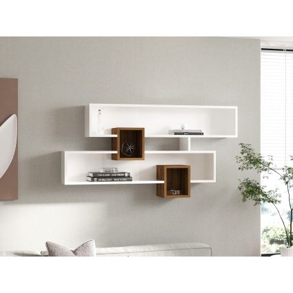 Estantería de pared KAREN 120x72,2 cm blanco/nogal