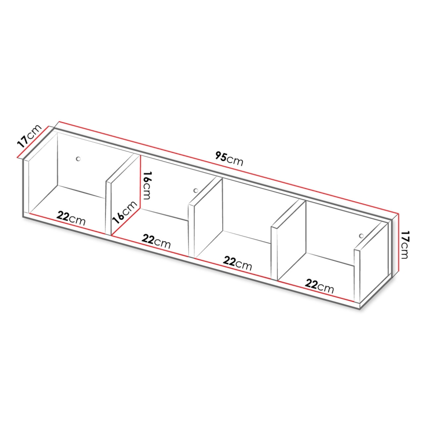 Estantería de pared LOTIKO 17x95 cm blanco