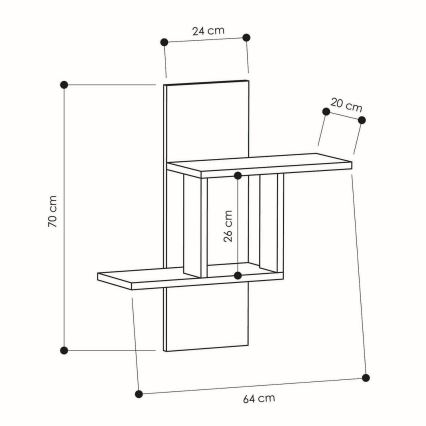 Estantería de pared MILL 70x64 cm antracita