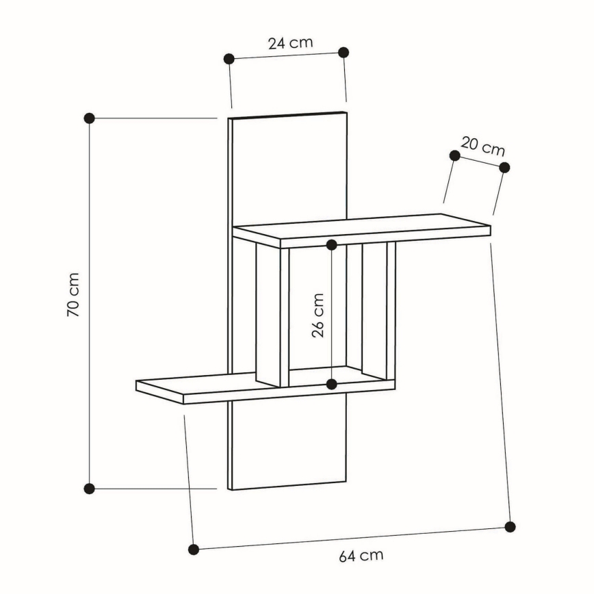 Estantería de pared MILL 70x64 cm antracita