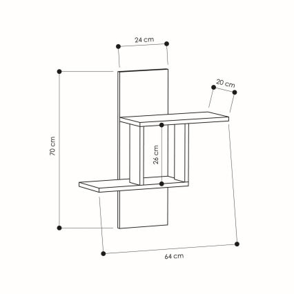 Estantería de pared MILL 70x64 cm blanco
