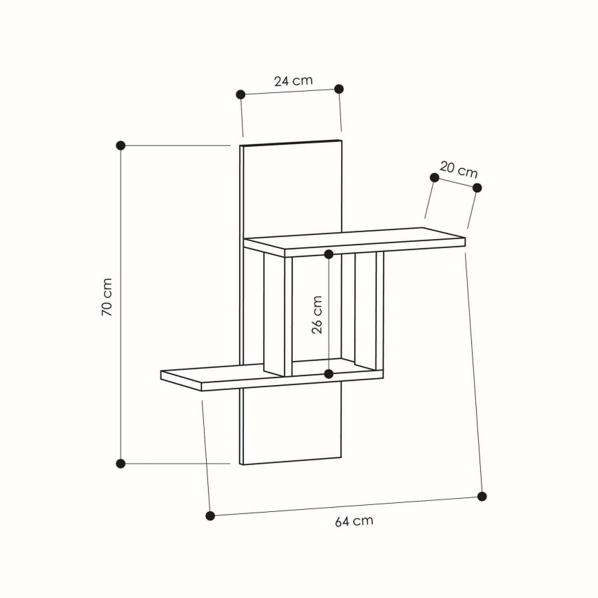 Estantería de pared MILL 70x64 cm blanco