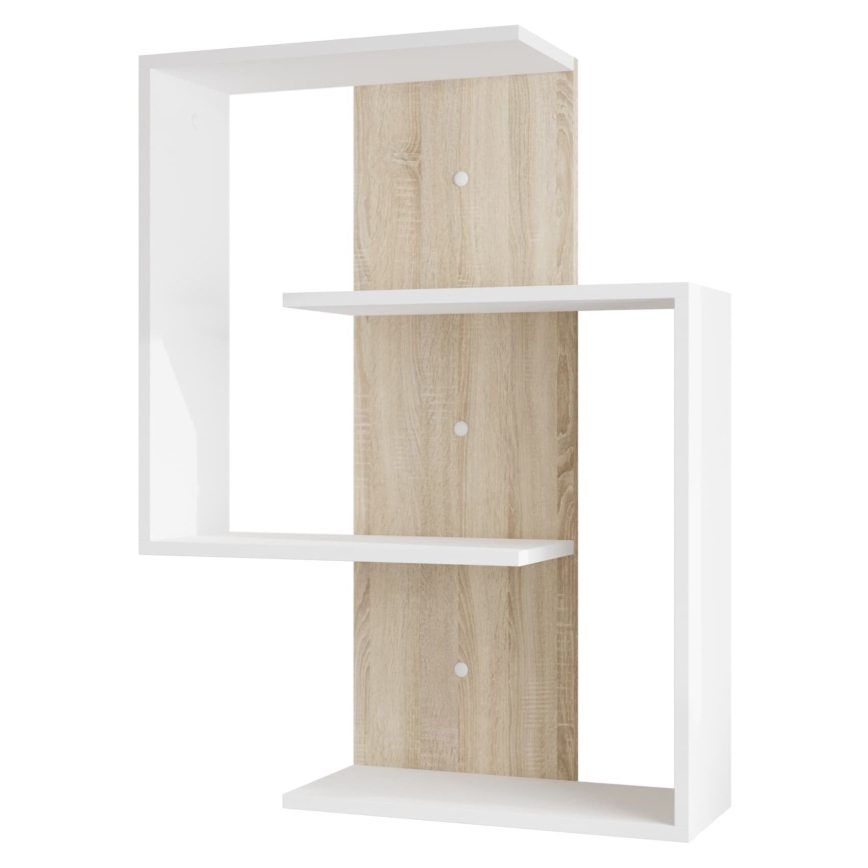 Estantería de pared MORIKO 85x65 cm blanco/roble sonoma