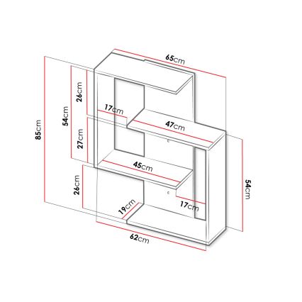 Estantería de pared MORIKO 85x65 cm blanco/roble sonoma