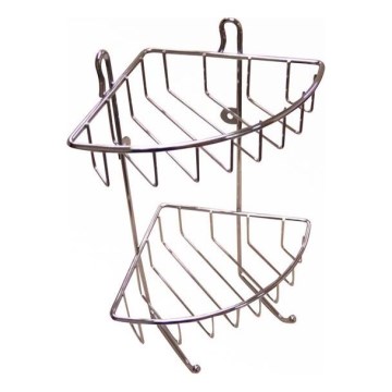 Estantería de pared para ducha de dos niveles 22,5x30 cm cromo brillante