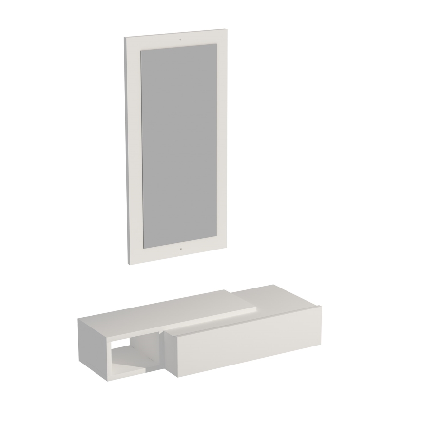 Estantería de pared + pared espejo VIEN blanco