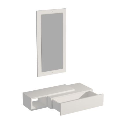 Estantería de pared + pared espejo VIEN blanco