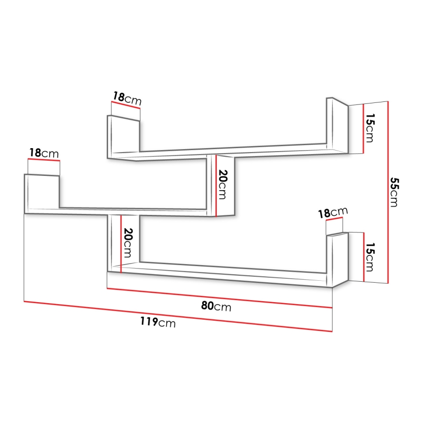 Estantería de pared TRIO 55x119 cm cachemira