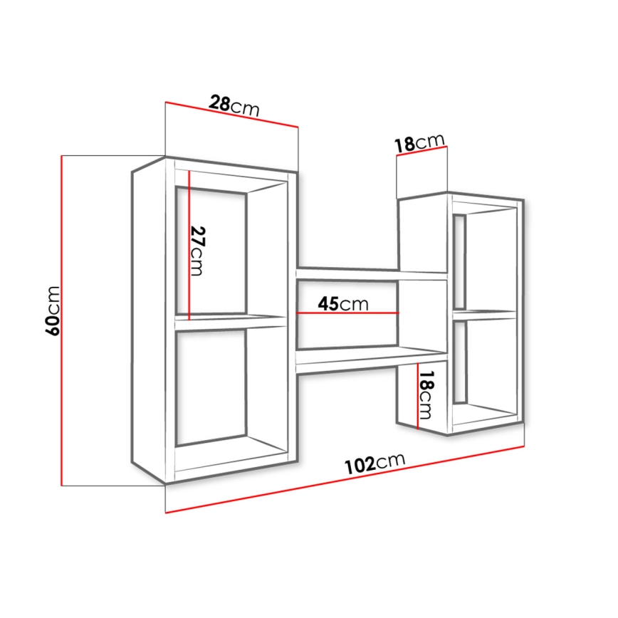 Estantería de pared TRIO 60x102 cm blanco