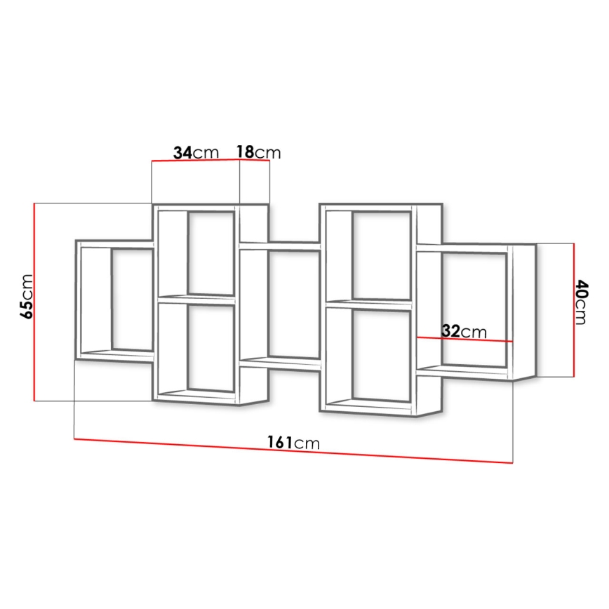 Estantería de pared TRIO 65x161 cm blanco