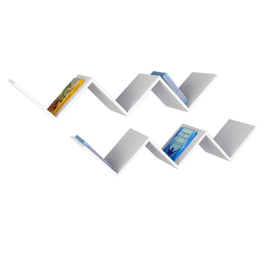Estantería de pared ZIG ZAG 24,5x129 cm blanco