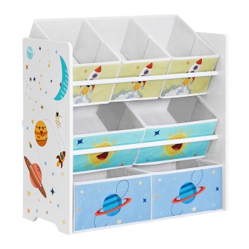 Estantería infantil con cajas de tela ANET azul/blanco
