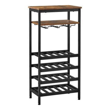 Estantería multifuncional para botellas de vino y copas NAVARO marrón/negro