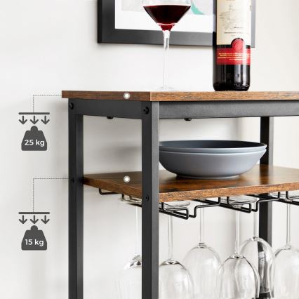 Estantería multifuncional para botellas de vino y copas NAVARO marrón/negro