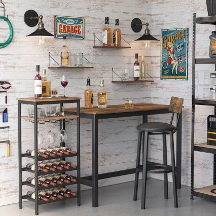 Estantería multifuncional para botellas de vino y copas NAVARO marrón/negro