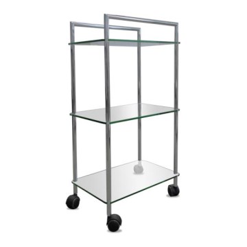 Estantería para baño con ruedas 45 x 82 cm plateada
