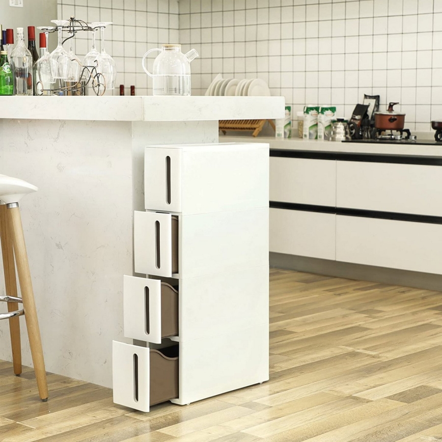 Estantería universal con baldas para cocina MARGE blanco/marrón