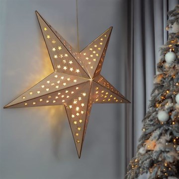 Estrella beige LED para decoración navideña — 20 LEDs, funcionamiento con 2 pilas AA, luz blanco cálido