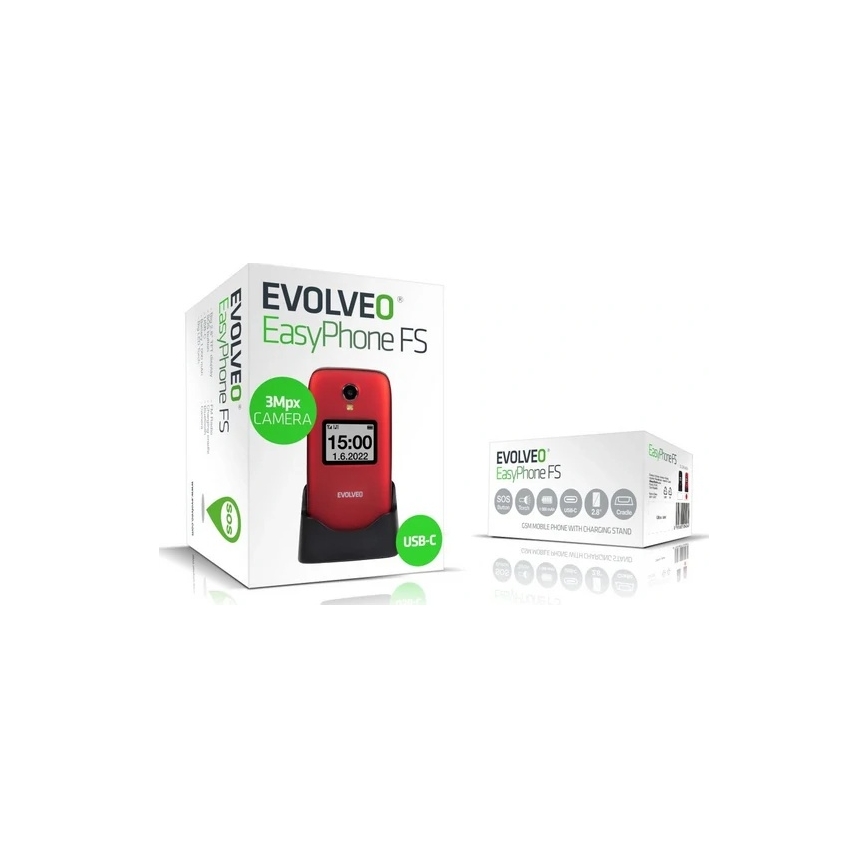 Evolveo - EasyPhone FS, teléfono móvil con tapa abatible de 2.8, rojo