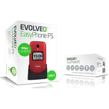 Evolveo - EasyPhone FS, teléfono móvil con tapa de 2.8 rojo
