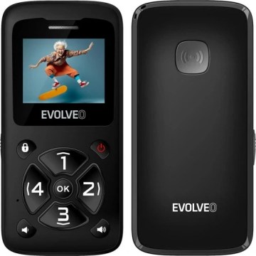 Evolveo - EasyPhone ID, teléfono móvil para personas mayores, color negro