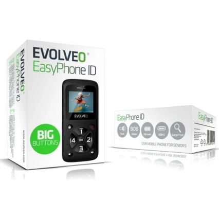 Evolveo - EasyPhone ID, teléfono móvil para personas mayores negro