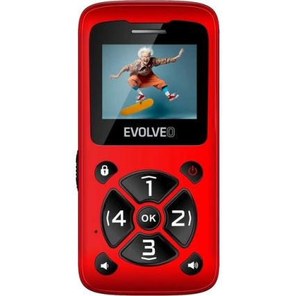 Evolveo - EasyPhone ID, teléfono móvil para personas mayores, rojo