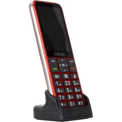 Evolveo - EasyPhone LT, teléfono móvil 4G para personas mayores, rojo