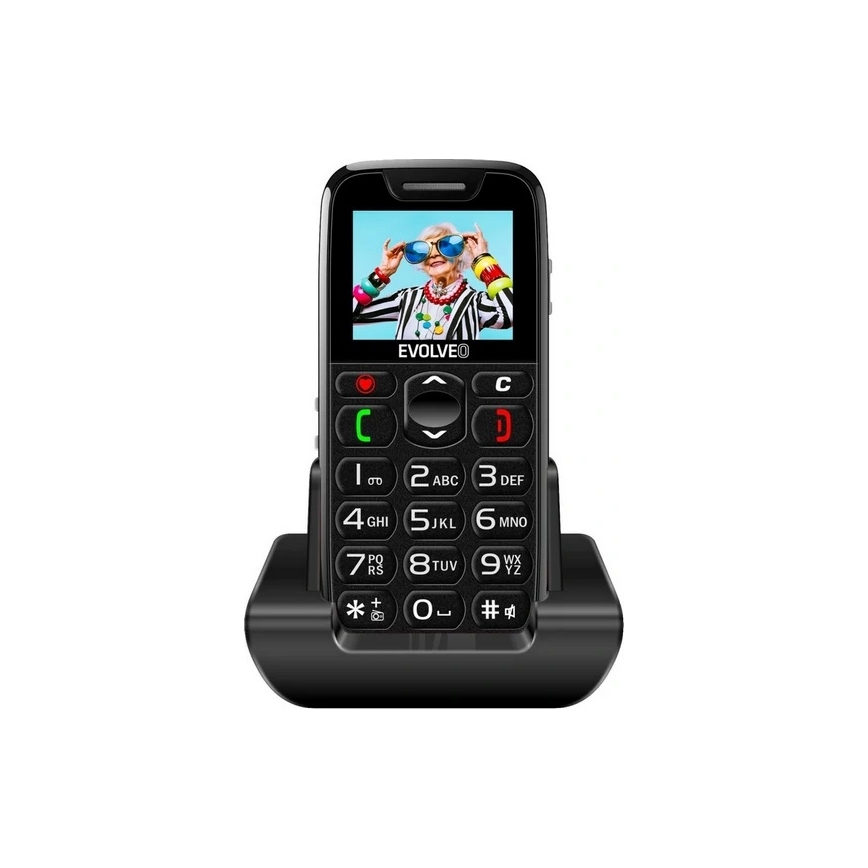 Evolveo - EasyPhone, teléfono móvil para personas mayores, color negro