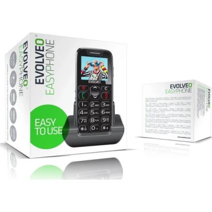 Evolveo - EasyPhone, teléfono móvil para personas mayores, color negro