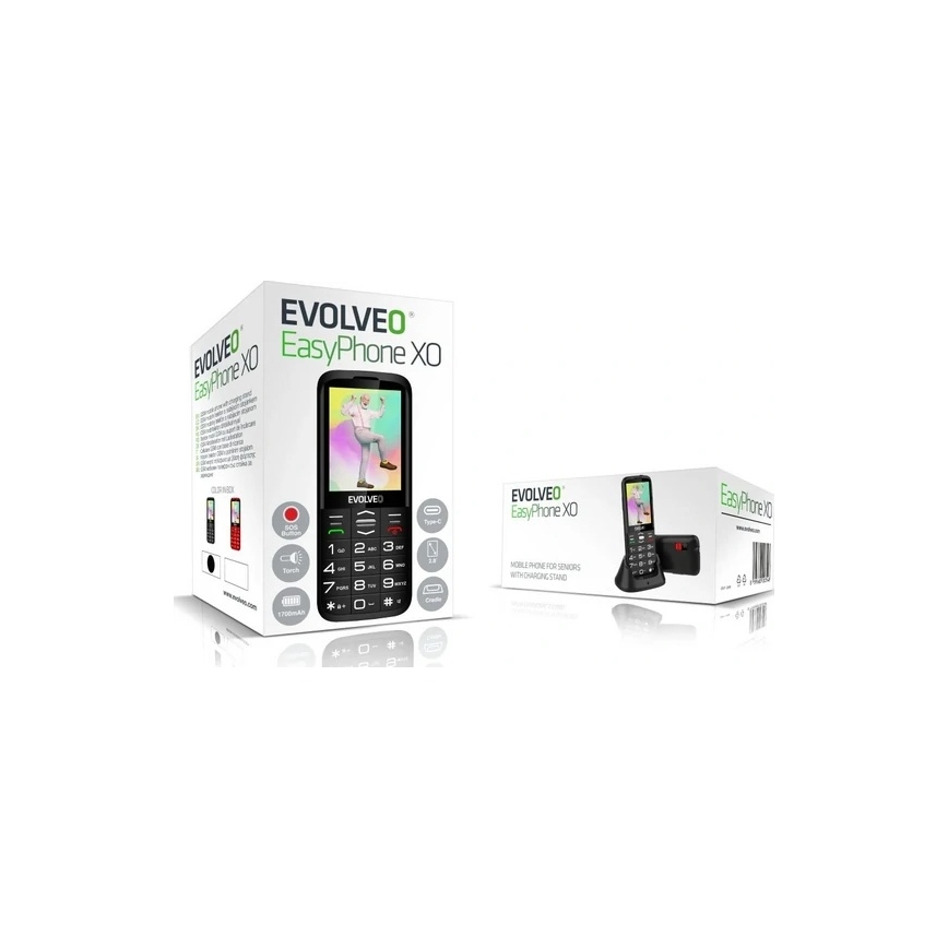 Evolveo - EasyPhone XO, teléfono móvil para personas mayores, negro
