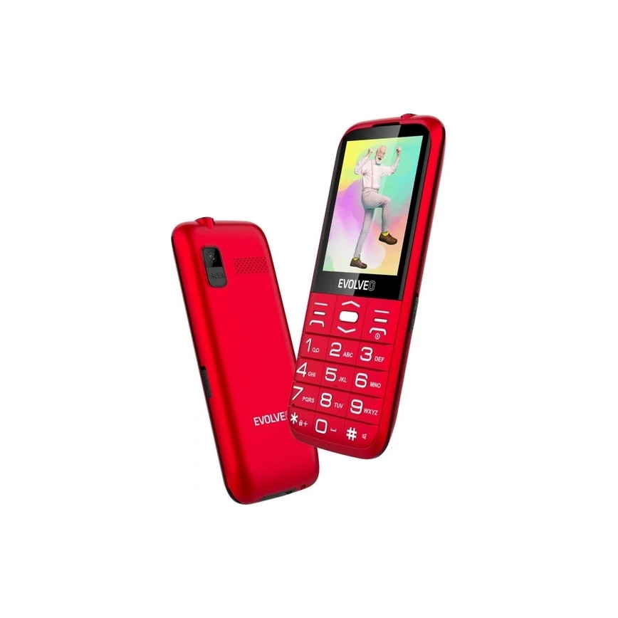 Evolveo - EasyPhone XO, teléfono móvil para personas mayores, rojo