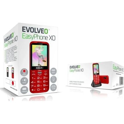 Evolveo - EasyPhone XO, teléfono móvil para personas mayores, rojo