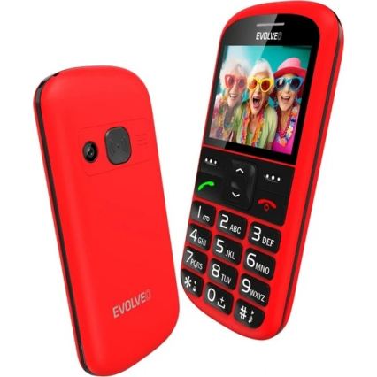Evolveo - EasyPhone XS, teléfono móvil para personas mayores, color rojo