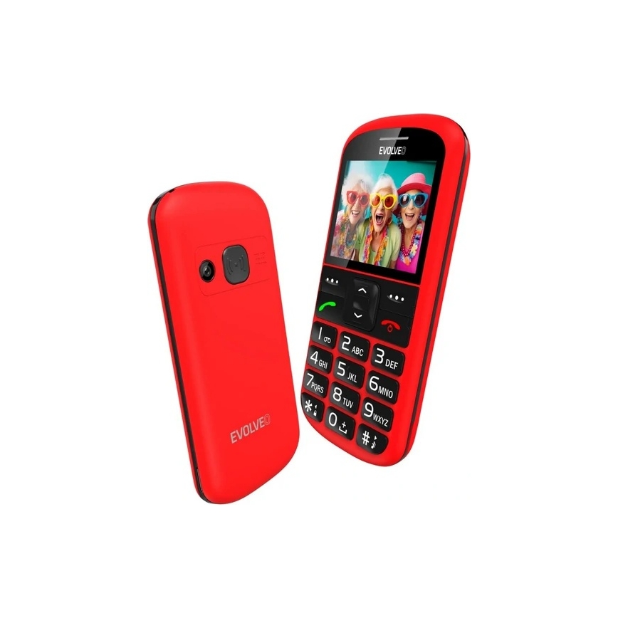 Evolveo - EasyPhone XS, teléfono móvil para personas mayores, color rojo