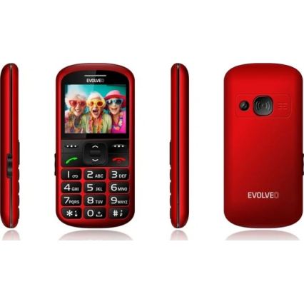 Evolveo - EasyPhone XS, teléfono móvil para personas mayores, color rojo