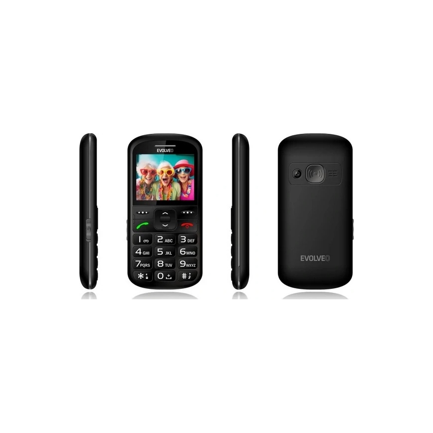 Evolveo - EasyPhone XS, teléfono móvil para personas mayores, negro