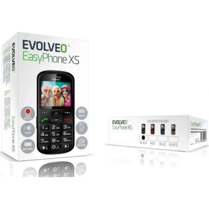 Evolveo - EasyPhone XS, teléfono móvil para personas mayores, negro