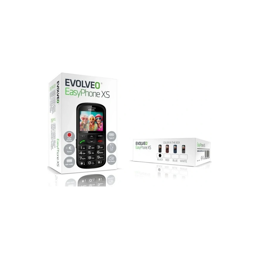 Evolveo - EasyPhone XS, teléfono móvil para personas mayores, negro