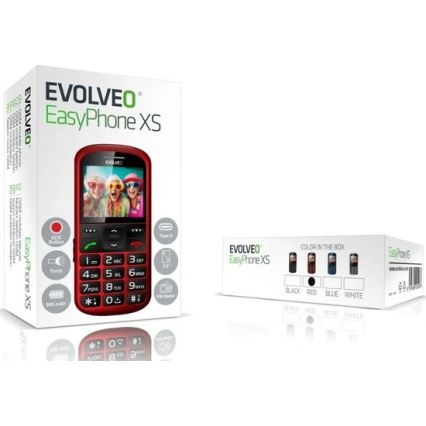 Evolveo - EasyPhone XS, teléfono móvil para personas mayores, rojo