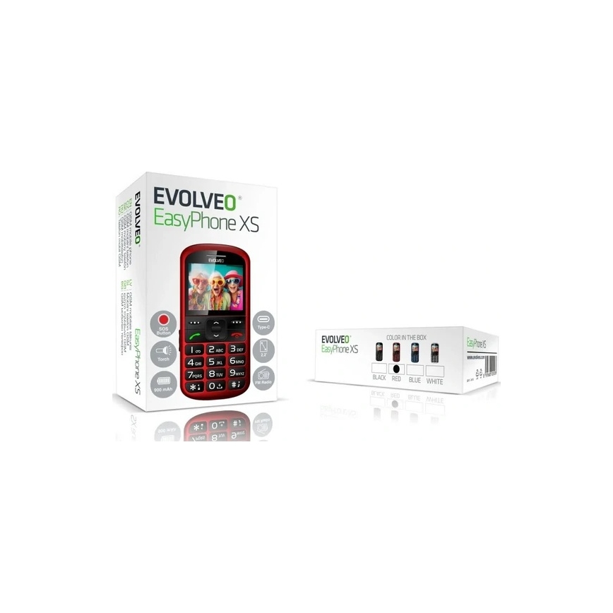Evolveo - EasyPhone XS, teléfono móvil para personas mayores, rojo