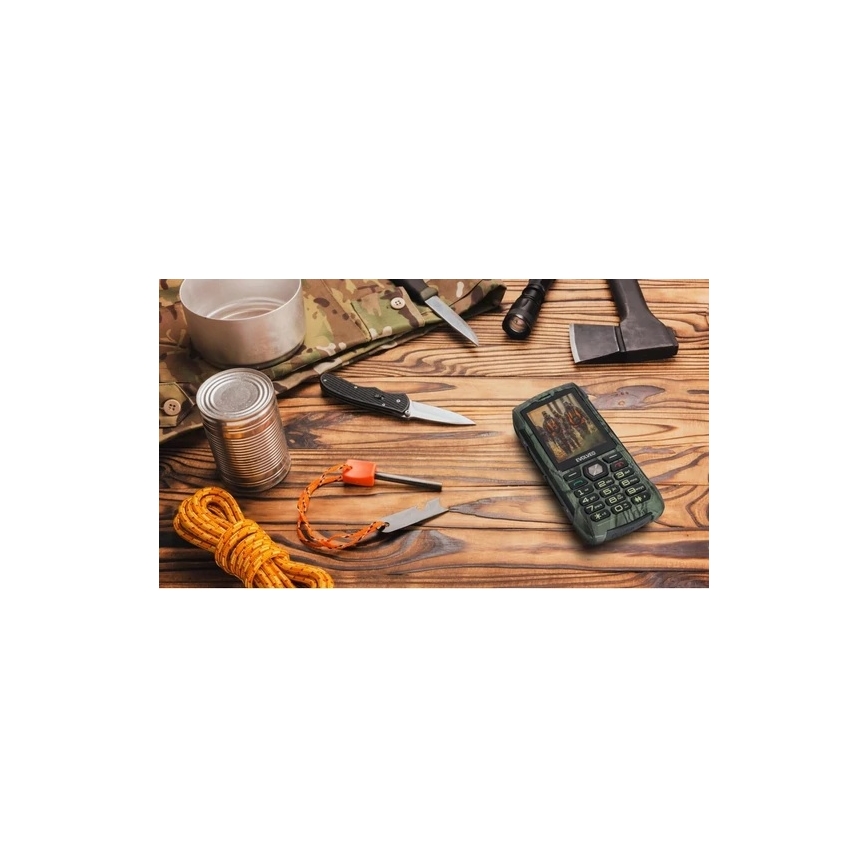 Evolveo - StrongPhone H1, teléfono Dual SIM impermeable con camuflaje de caza