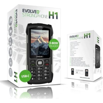 Evolveo - StrongPhone H1, teléfono Dual SIM resistente al agua, negro/gris