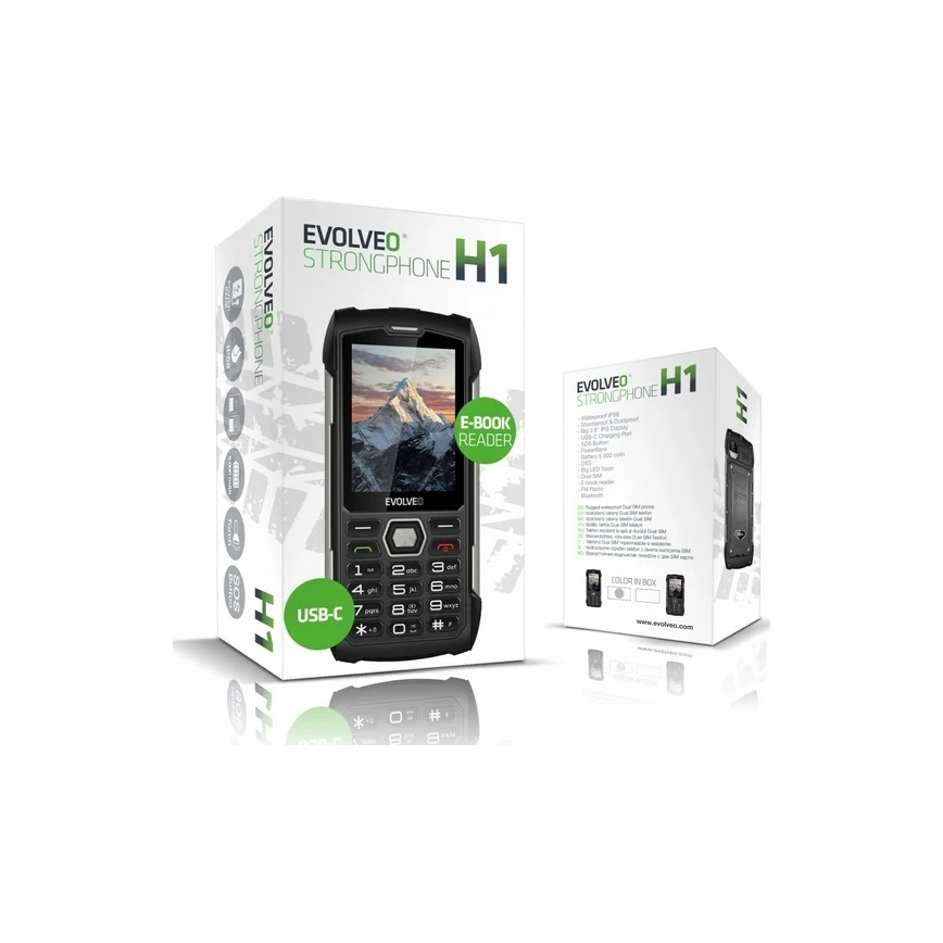 Evolveo - StrongPhone H1, teléfono Dual SIM resistente al agua, negro/gris