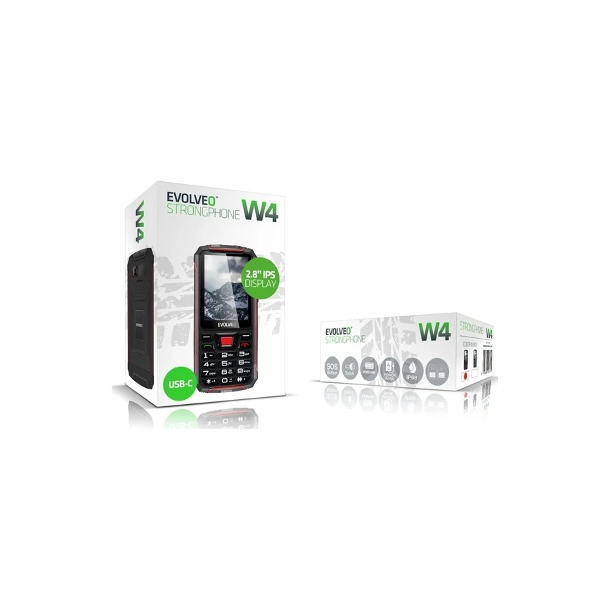 Evolveo - StrongPhone W4, teléfono Dual SIM impermeable, negro/rojo