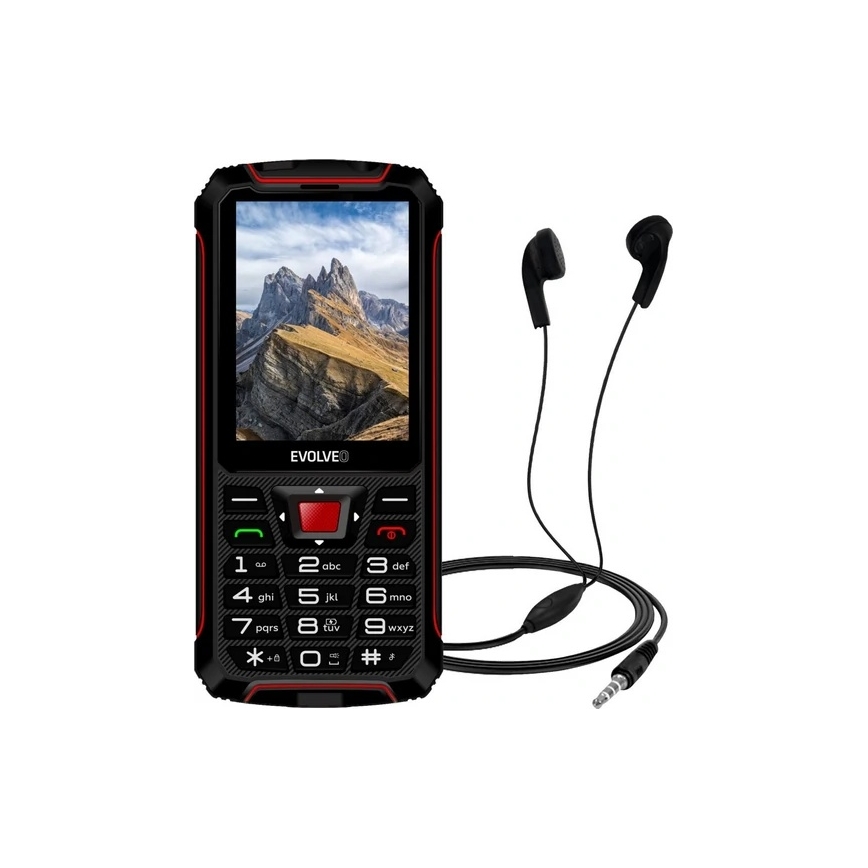 Evolveo - StrongPhone W4, teléfono Dual SIM impermeable, negro y rojo