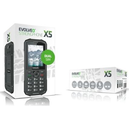 Evolveo - StrongPhone X5, teléfono Dual SIM resistente al agua, negro y gris