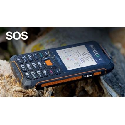 Evolveo - StrongPhone Z6, teléfono Dual SIM impermeable, negro - naranja