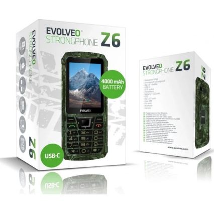 Evolveo - StrongPhone Z6, teléfono Dual SIM resistente al agua, camuflaje de caza