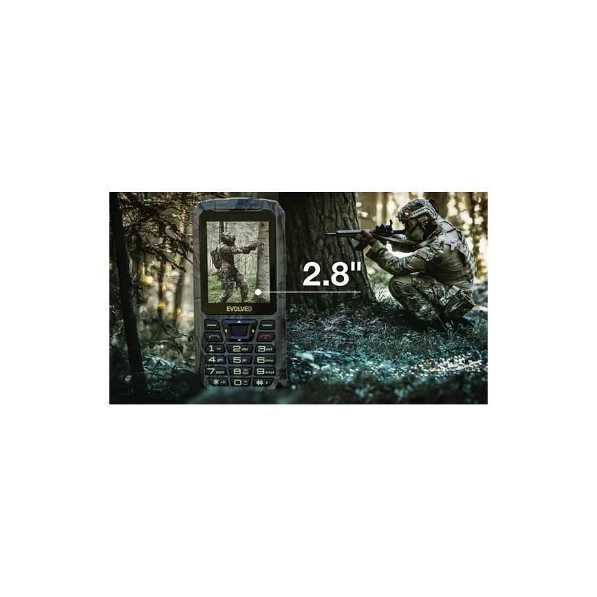 Evolveo - StrongPhone Z6, teléfono Dual SIM resistente al agua, camuflaje de caza